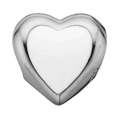 Image of Sterling sølv Charms til sølv og guld armbånd Big Enamel Heart Hjerte med hvid emalje fra Christina Collect